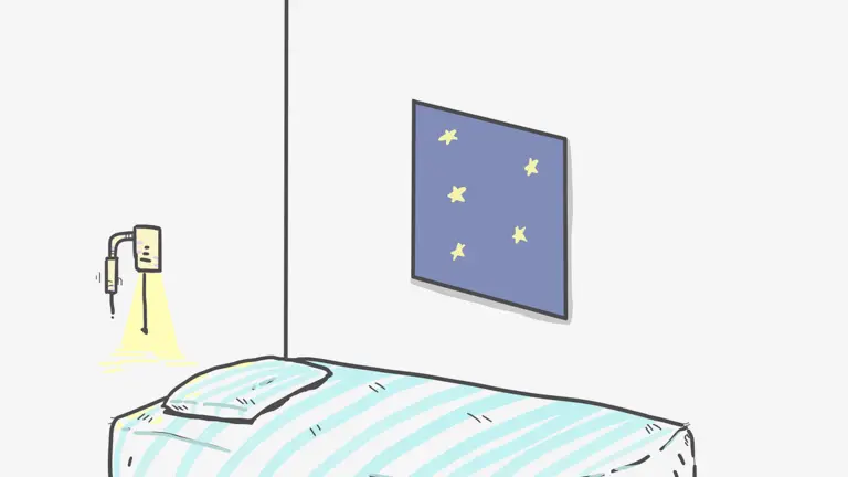 Bed under a night window