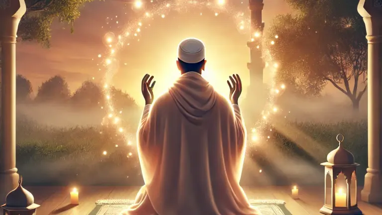 Man praying to Allah against calamities