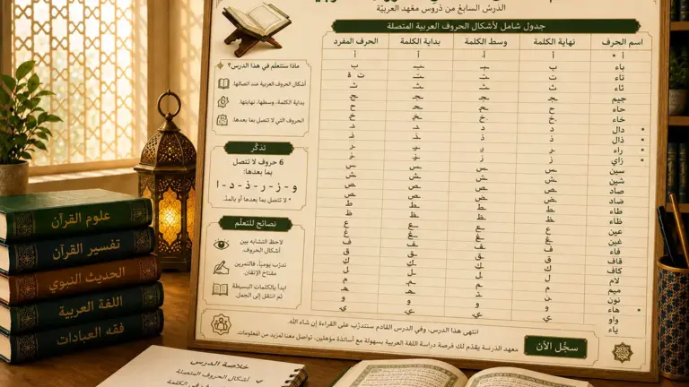 Arabic lesson about joined letter forms