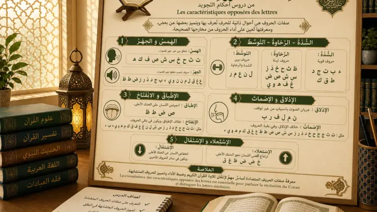 Tajwid lesson on opposite letter characteristics