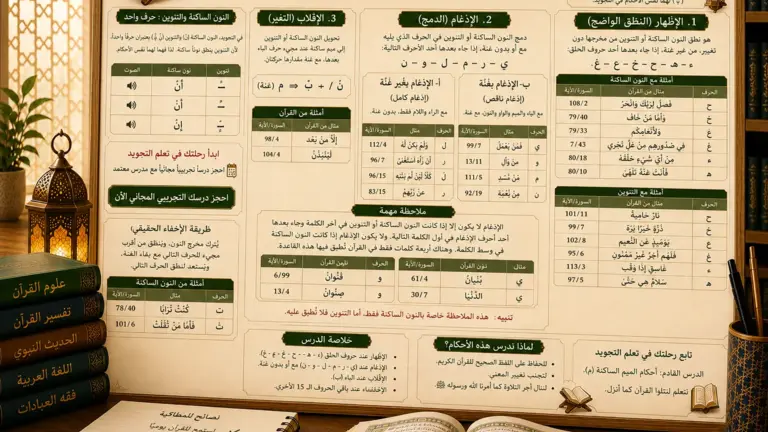 Tajwid lesson about noon sakinah and tanween