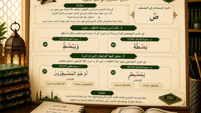 Tajweed lesson about the sin sign above sad