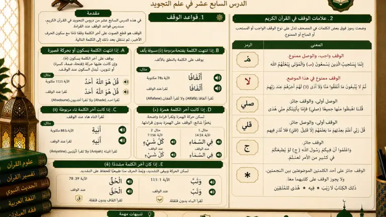 Tajweed lesson about stopping rules in Quran recitation