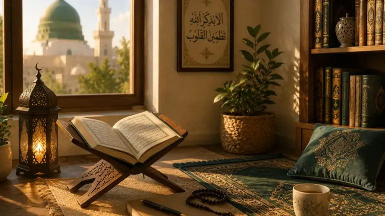 Open Quran in a Muslim dhikr space