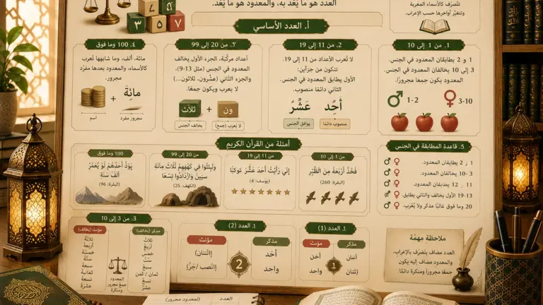 Arabic grammar chart about numbers