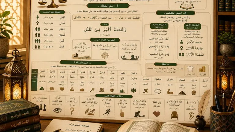 Arabic grammar chart about comparative forms