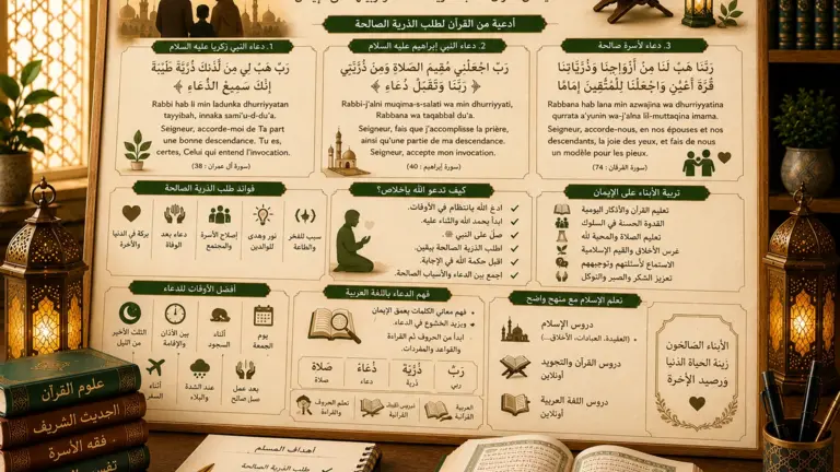 Islamic chart about dua for righteous children