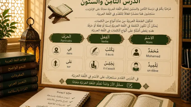 Arabic lesson introducing nouns verbs and particles