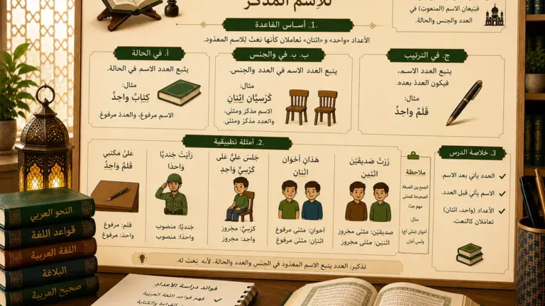 Arabische getallen les about 1 en 2 met masculine nouns