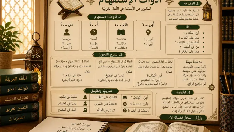Arabic illustration about question words