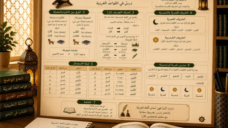 Arabic illustration about the definite article al