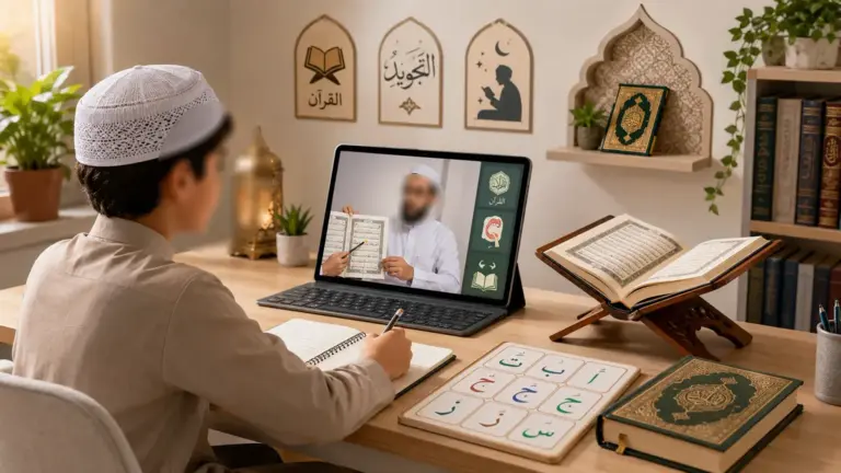 Student taking a free online Quran course