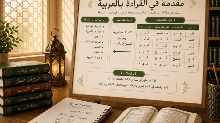 Arabic word reading lesson board