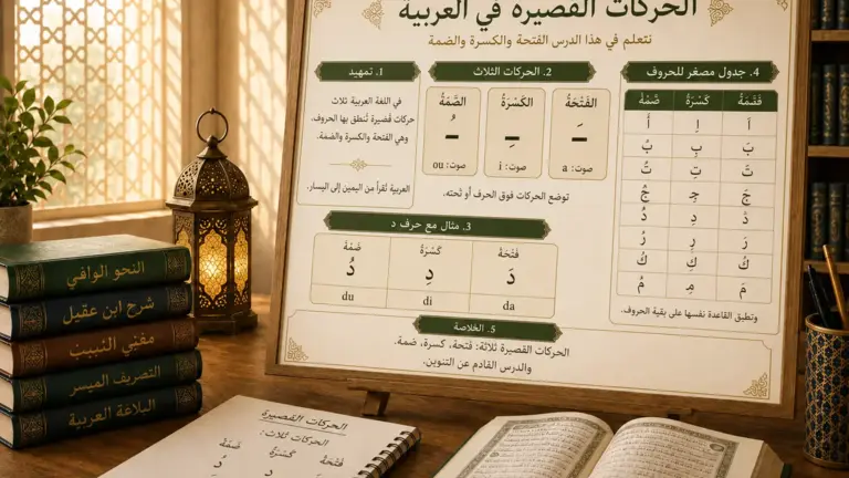 Arabic short vowels lesson board