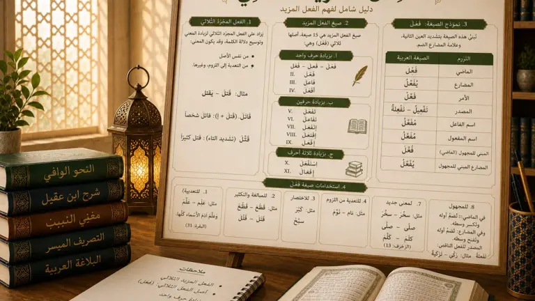 Scheda didattica sul verbo trilittero derivato in arabo