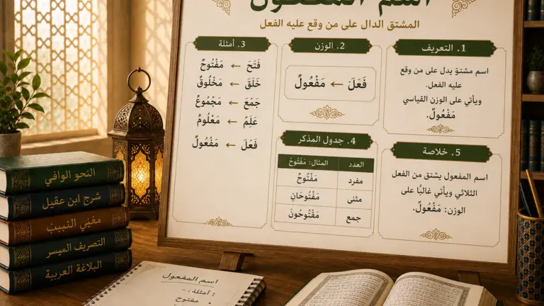 Affiche pédagogique sur le participe passif en arabe