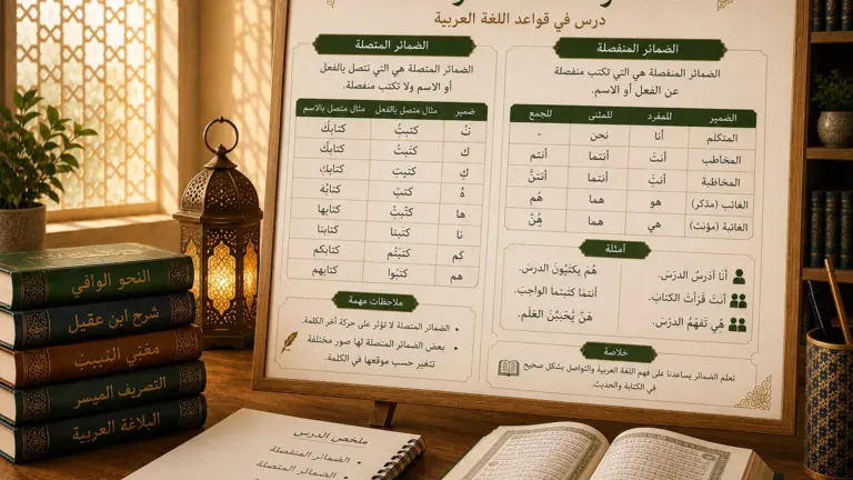 Educational chart about Arabic nouns van place en time