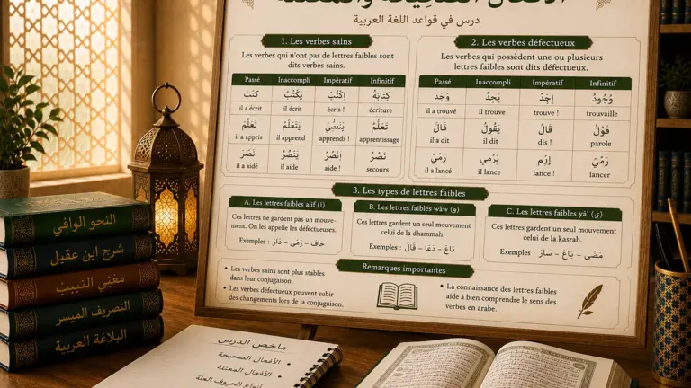 Arabic grammar chart about double emphasis