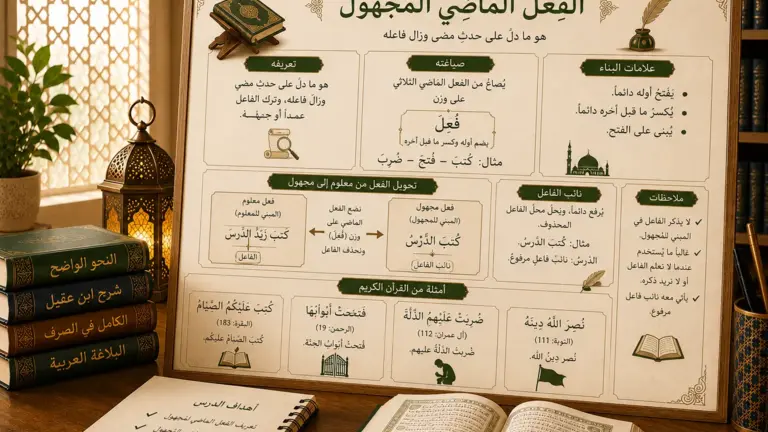 Arabic grammar board about the passive verb