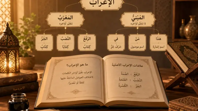 Arabic illustration about i‘rab and declinable words