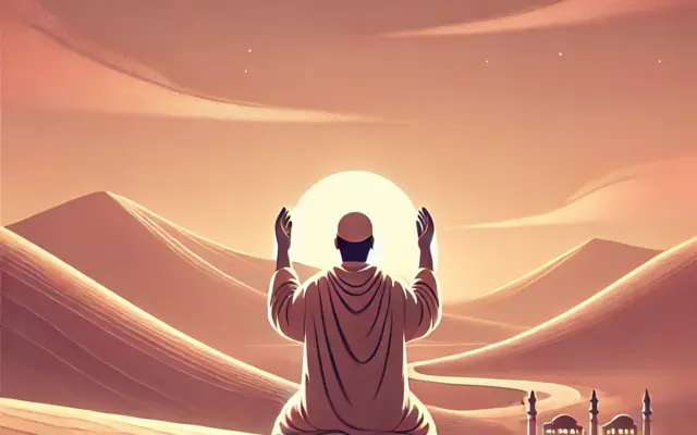 Muslim making dua on the Day of Arafah
