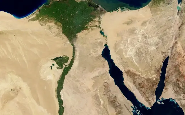Satellite view van Egypte en de Nile Delta