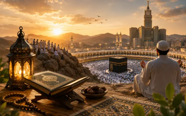The Kaaba in Makkah surrounded by pilgrims during Hajj, symbolizing the spiritual value of the first 10 days of Dhul Hijja in Islam