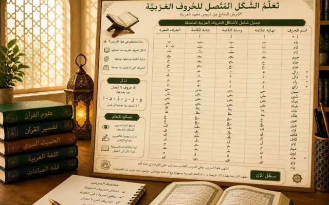 Arabic lesson about joined letter forms