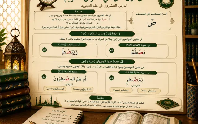 Tajweed lesson about the sin sign above sad