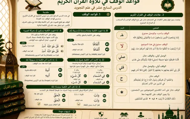 Tajweed lesson about stopping rules in Quran recitation
