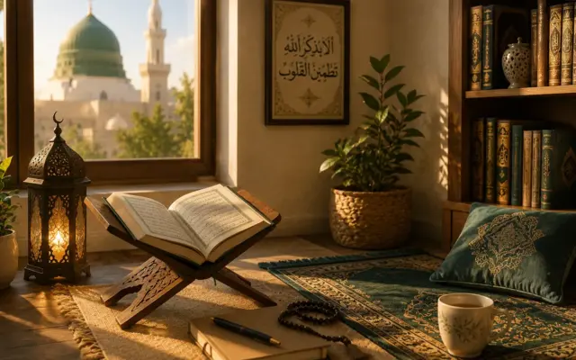 Open Quran in a Muslim dhikr space