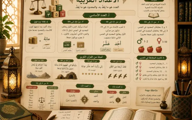 Arabic grammar chart about numbers