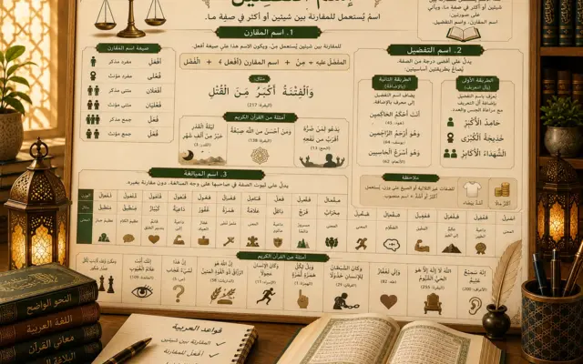 Arabic grammar chart about comparative forms