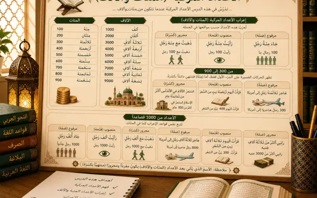 Arabic numbers lesson about hundreds and thousands