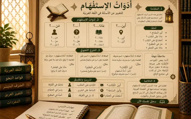 Arabic illustration about question words