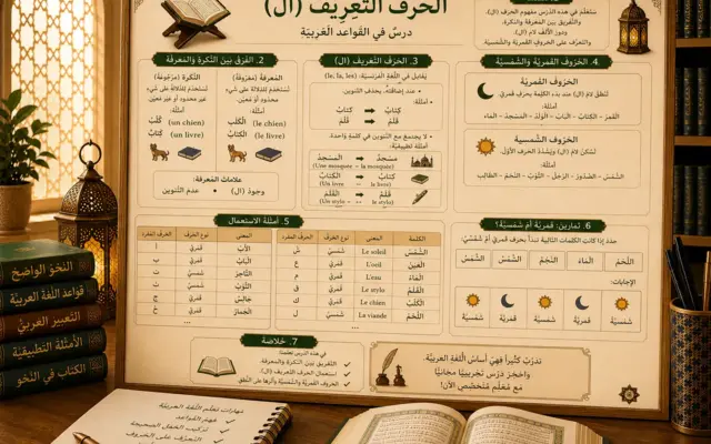 Arabic illustration about the definite article al