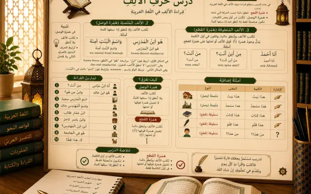 Arabic illustration about the letter Alif