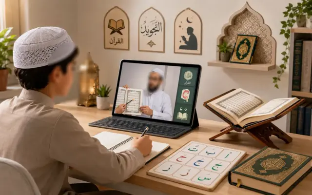 Student taking a free online Quran course