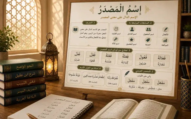 Tabella di arabo che presenta il nome verbale masdar