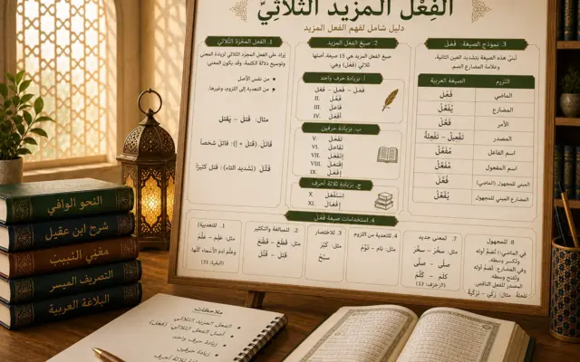 Scheda didattica sul verbo trilittero derivato in arabo