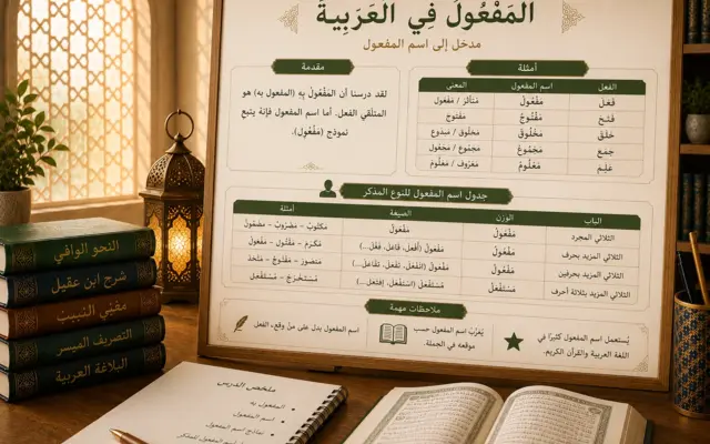 Tabella didattica sul participio attivo in arabo