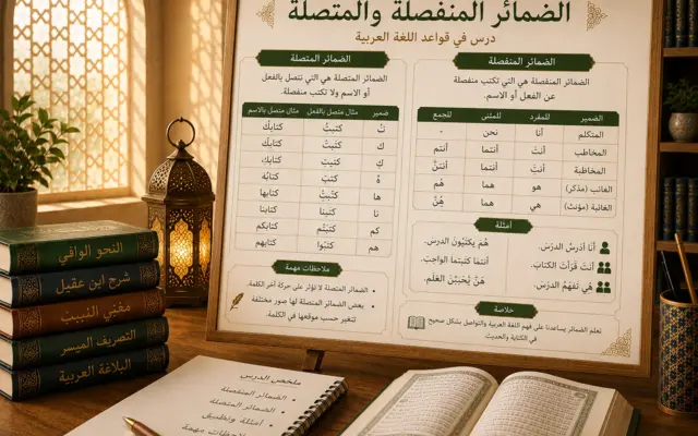 Educational chart about Arabic nouns van place en time