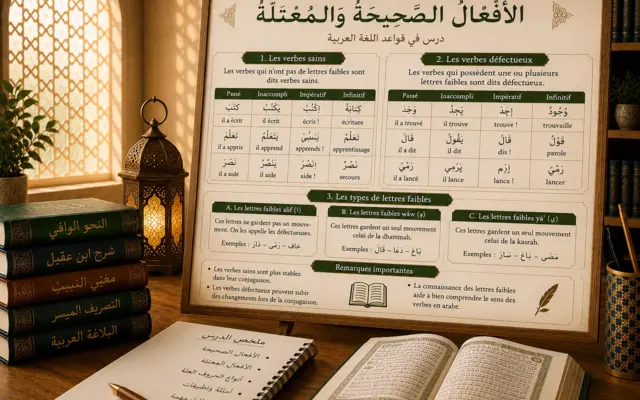Arabic grammar chart about double emphasis