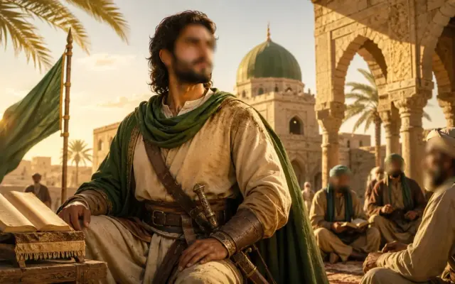 Muslimischer Mann in einer historischen Szene in Medina