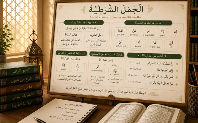 Arabische grammatica board about conditional sentences