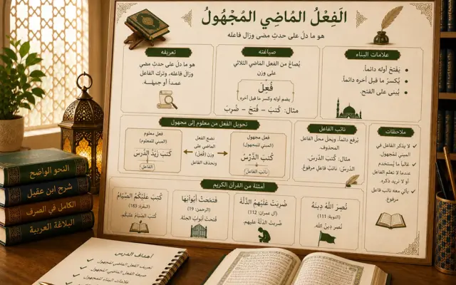 Arabic grammar board about the passive verb