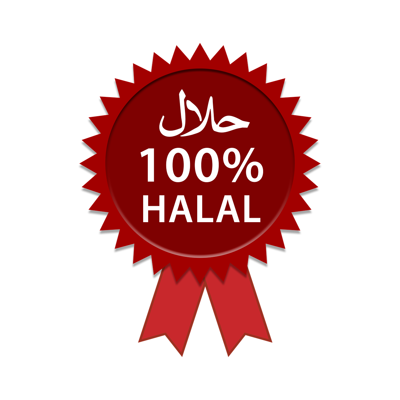 Red 100 percent halal certified label