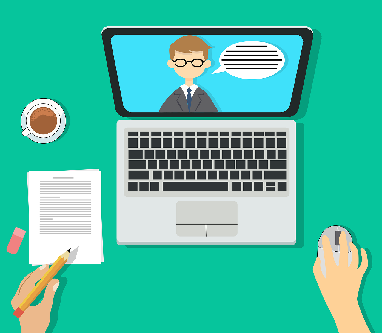Cours d’arabe en ligne avec professeur sur ordinateur portable