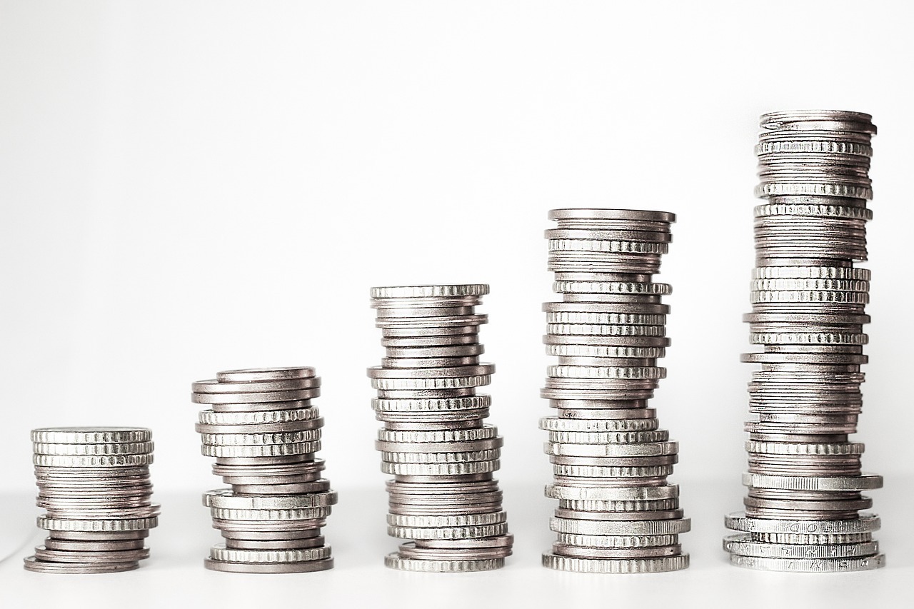Stacks of coins showing financial growth