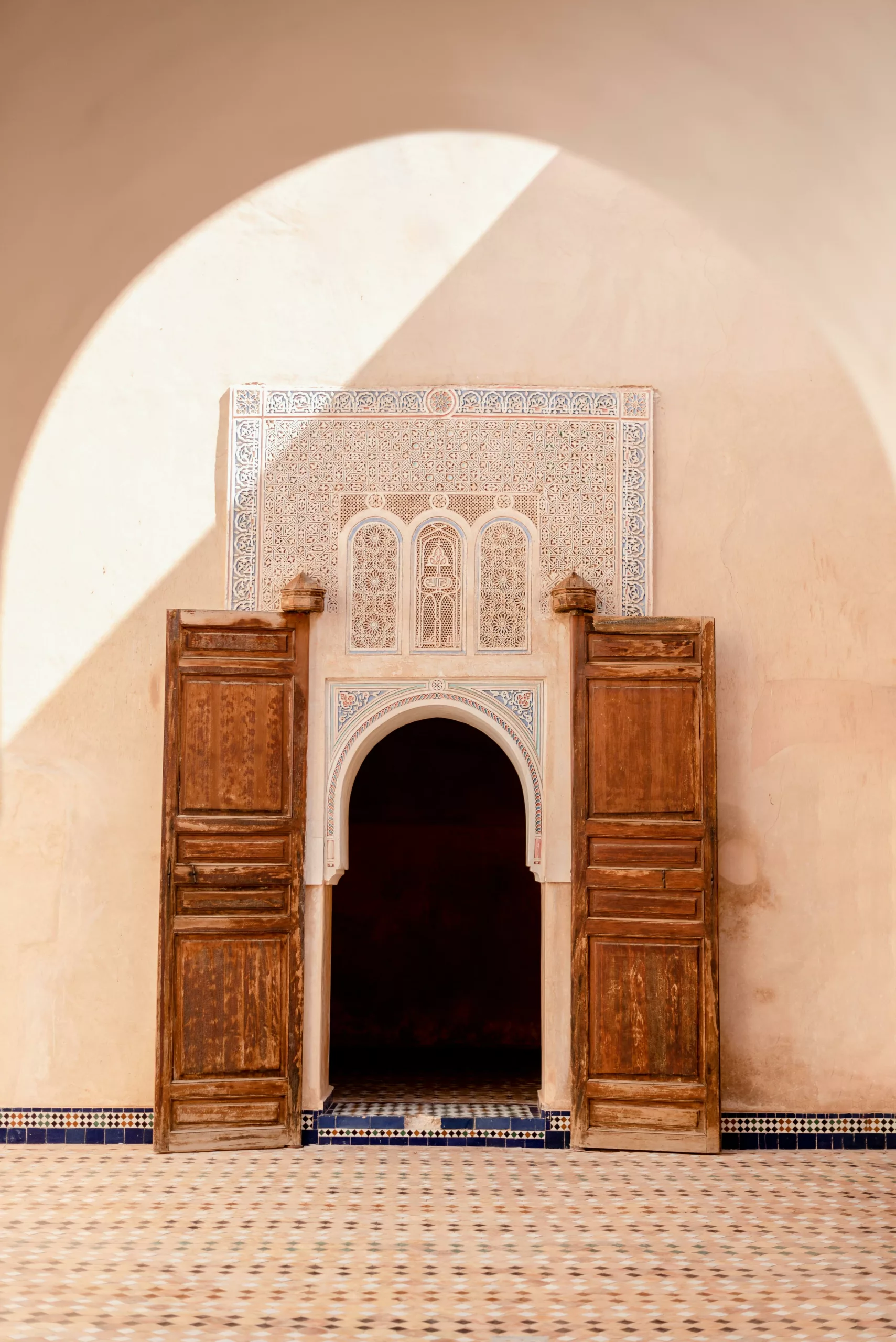 Traditional ornate Arab doorway inside a mosque